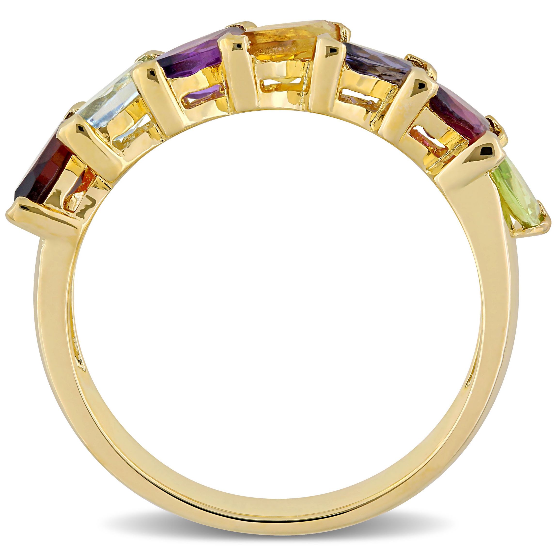 Multi-Gemstone Marquise Ring in Yellow Plated Sterling Silver