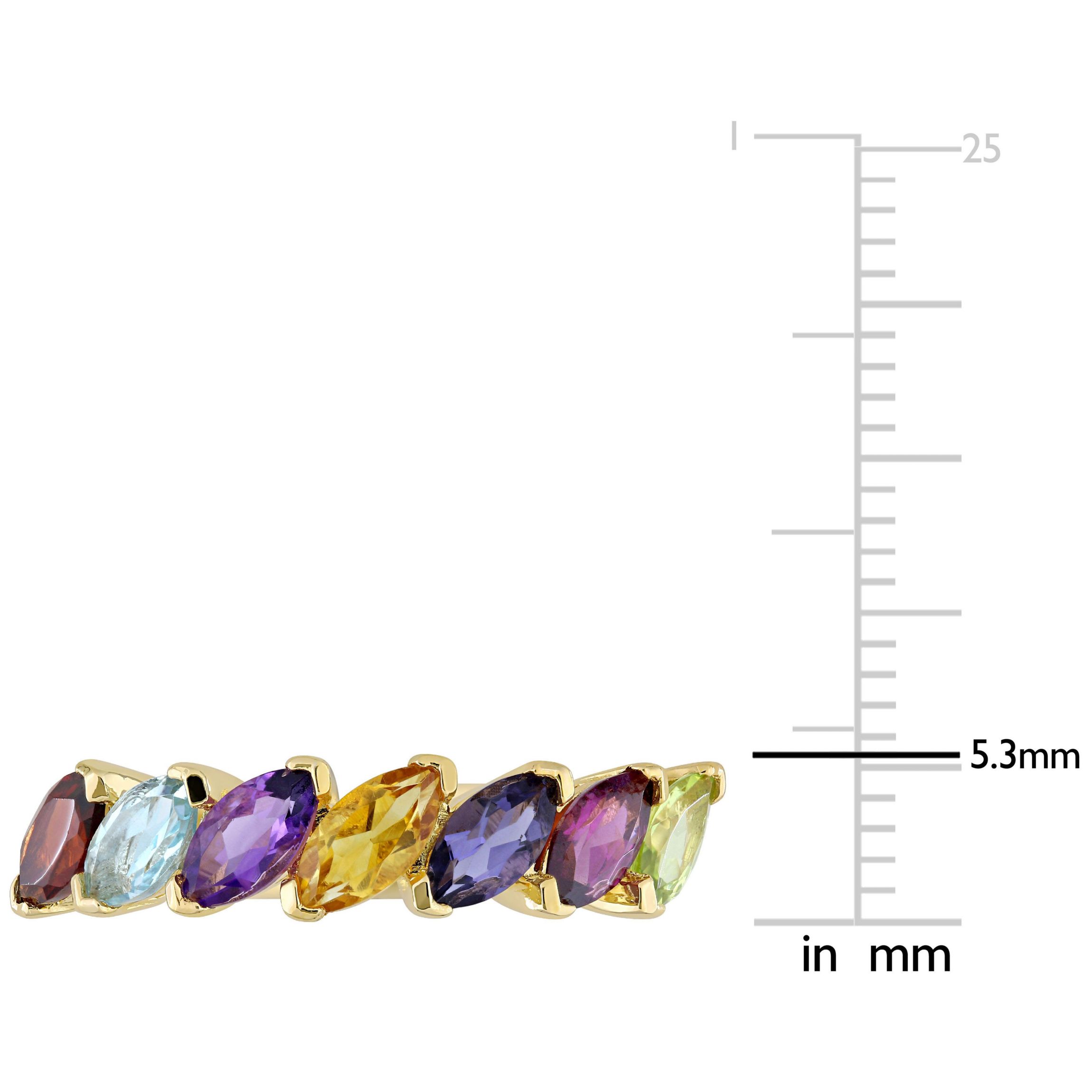 Multi-Gemstone Marquise Ring in Yellow Plated Sterling Silver