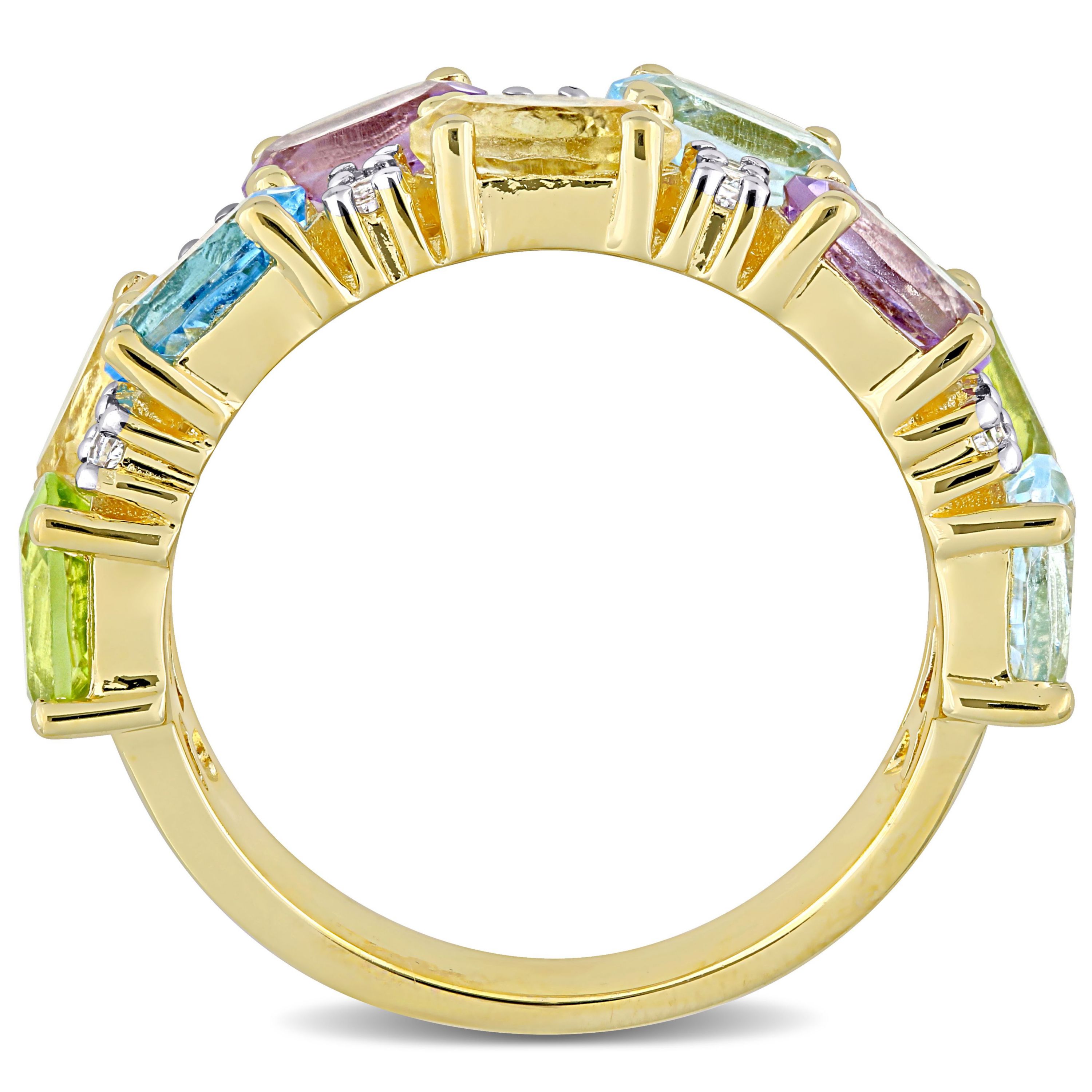 Multi-Gemstone Ring in Yellow Plated Sterling Silver