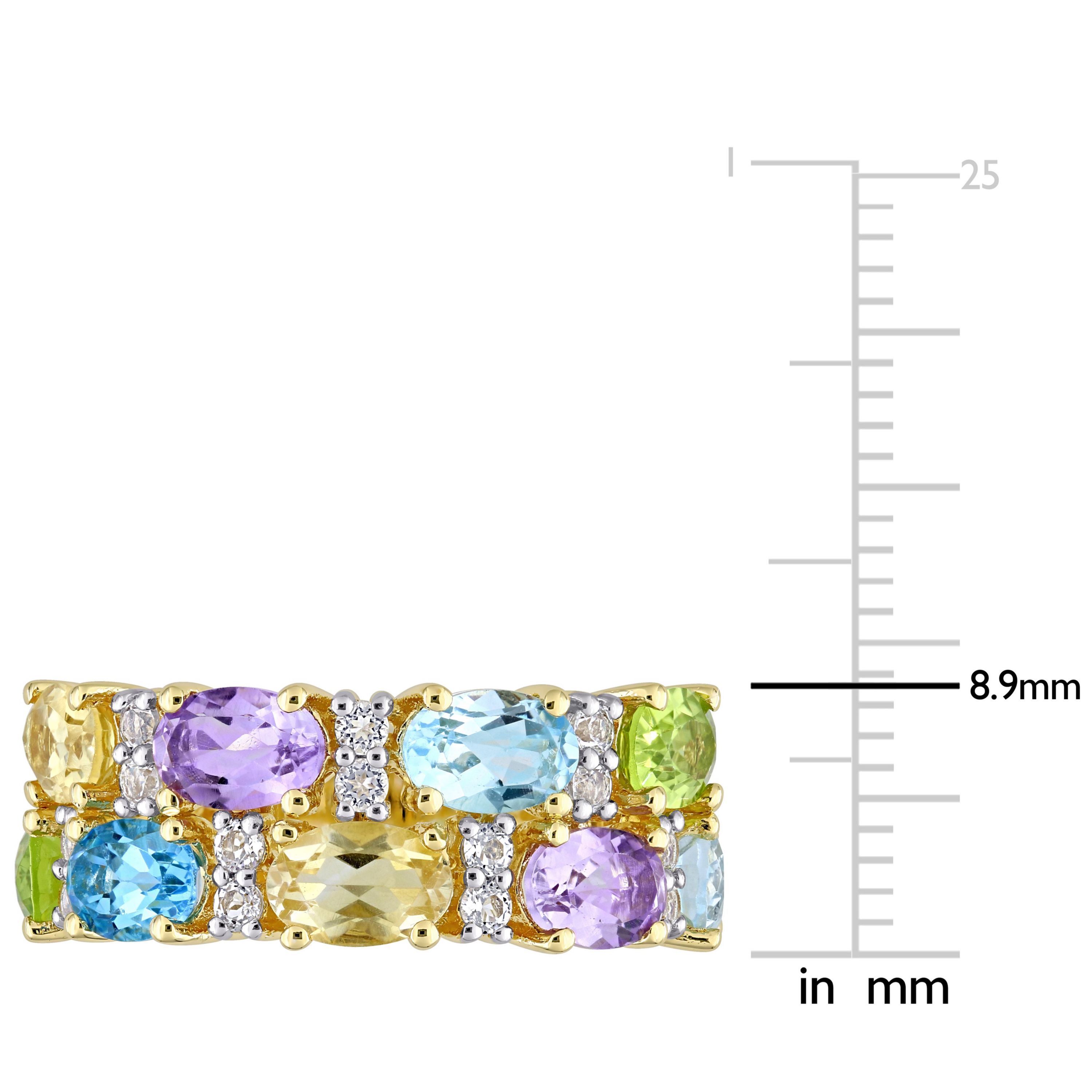 Multi-Gemstone Ring in Yellow Plated Sterling Silver