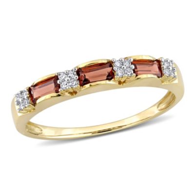 Garnet and Diamond Accent Eternity Ring 10k Yellow Gold