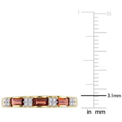 Garnet and Diamond Accent Eternity Ring 10k Yellow Gold