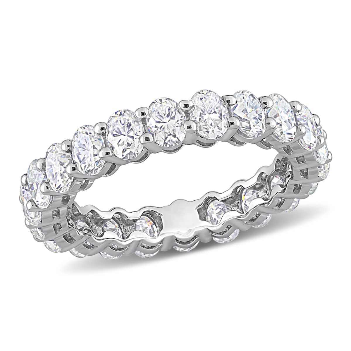 Lab Created Oval Cut Created Moissanite Eternity Ring in 14k White Gold
