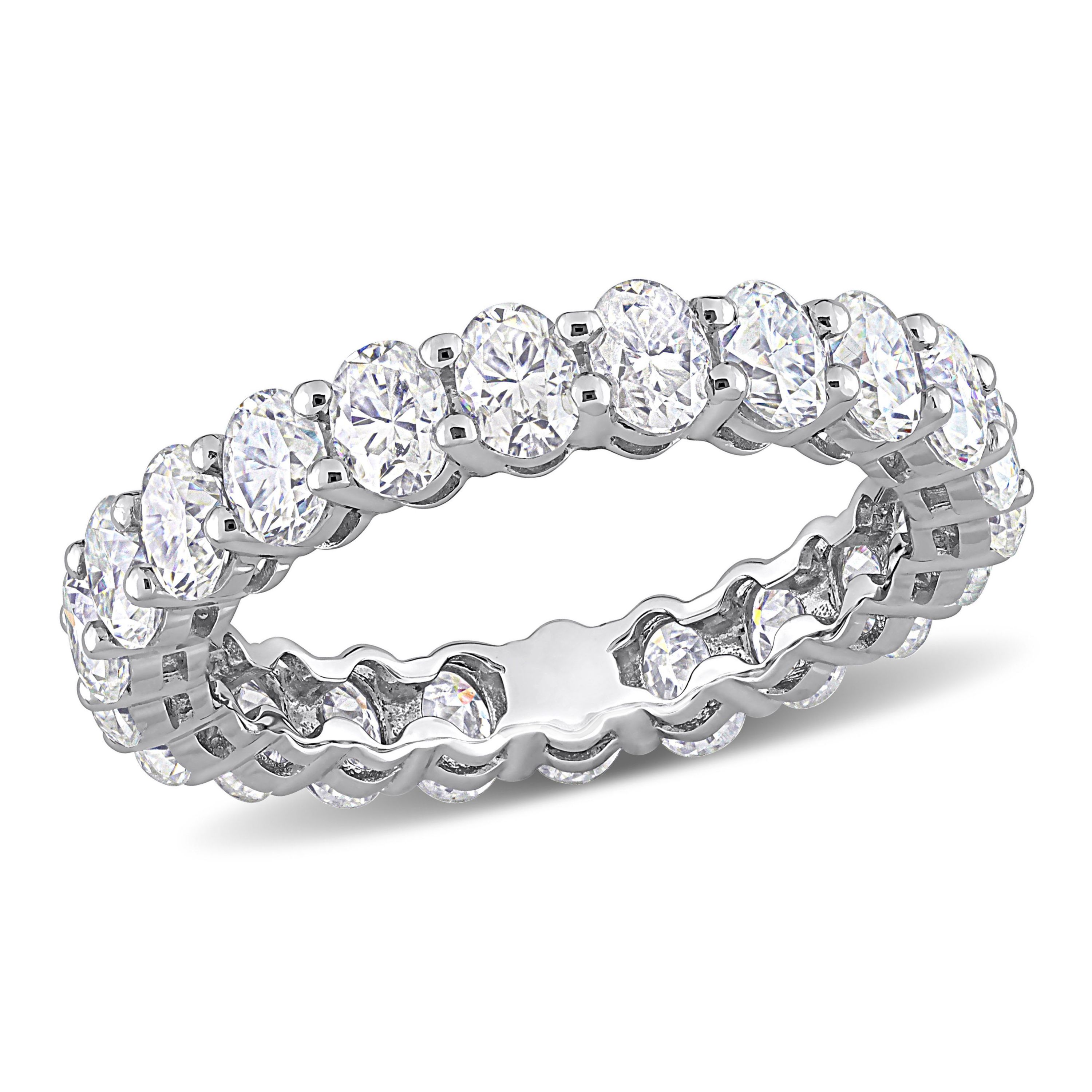 Lab Created Oval Cut Created Moissanite Eternity Ring in 14k White Gold