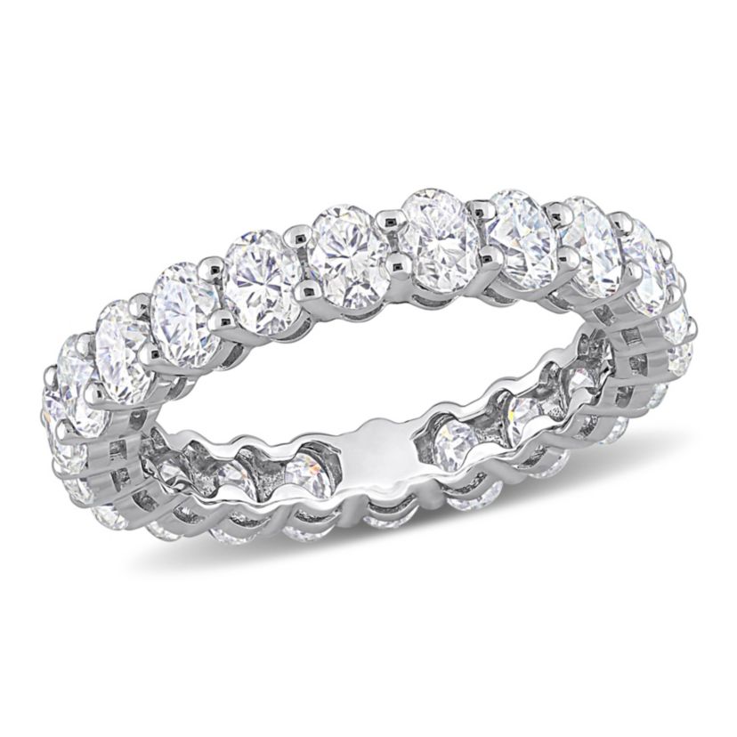 Lab Created Oval Cut Created Moissanite Eternity Ring in 14k White Gold