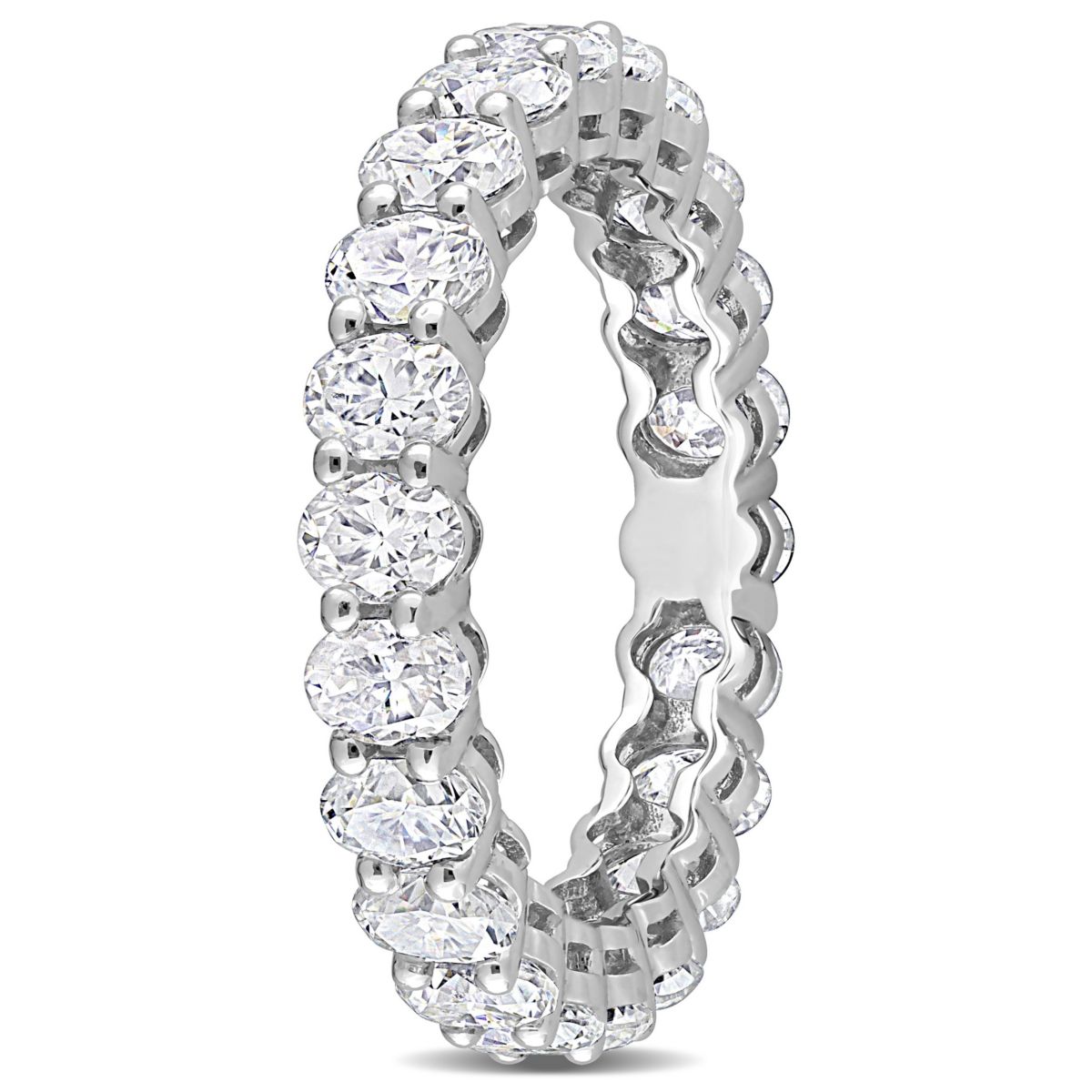 Lab Created Oval Cut Created Moissanite Eternity Ring in 14k White Gold