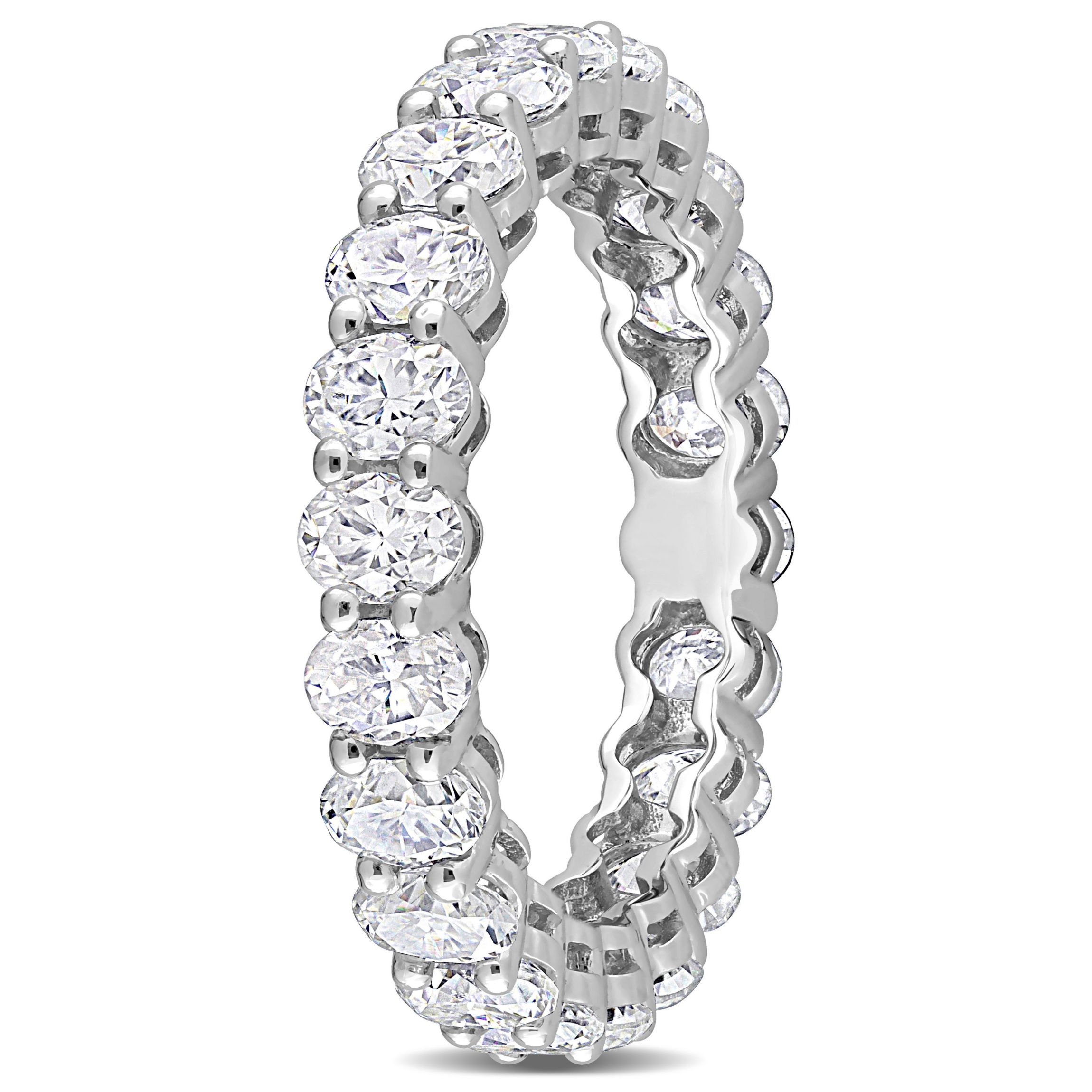Lab Created Oval Cut Created Moissanite Eternity Ring in 14k White Gold