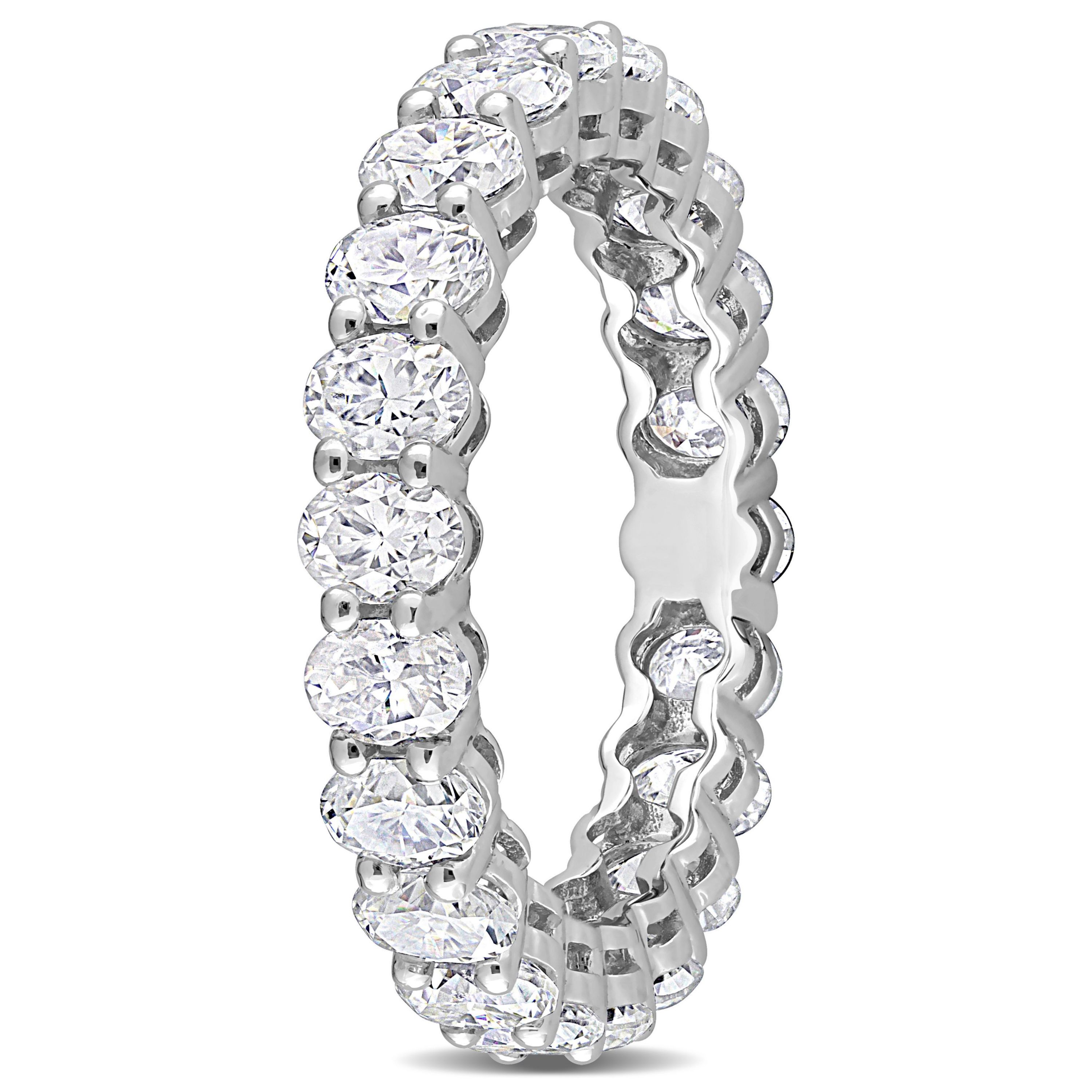 Lab Created Oval Cut Created Moissanite Eternity Ring in 14k White Gold