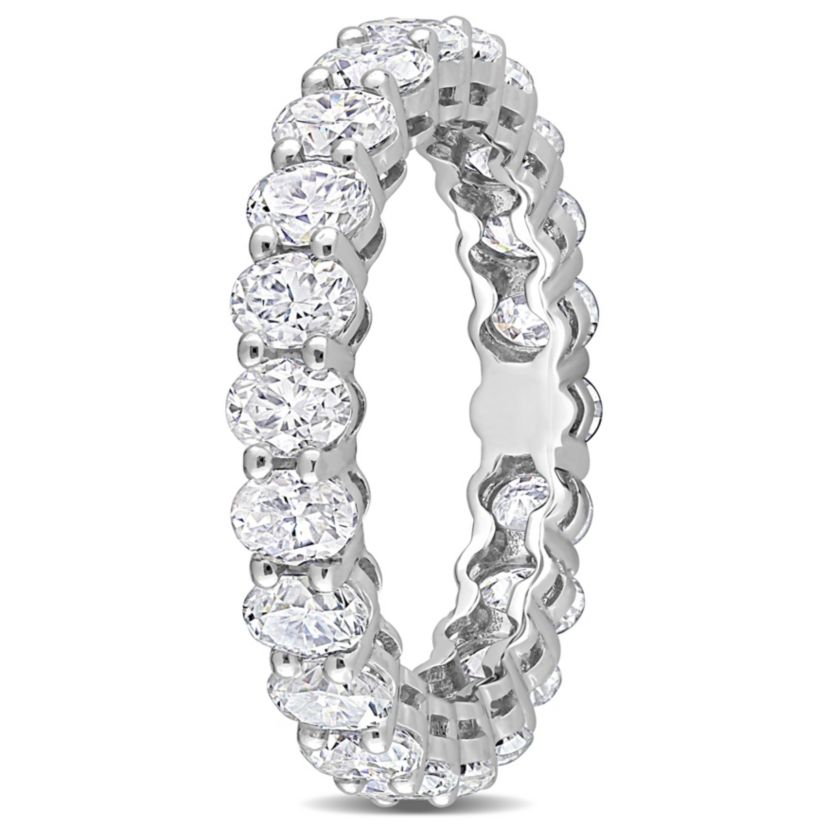 Lab Created Oval Cut Created Moissanite Eternity Ring in 14k White Gold