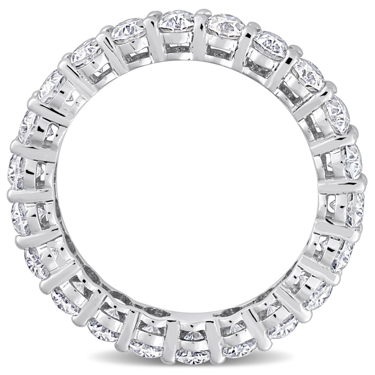 Lab Created Oval Cut Created Moissanite Eternity Ring in 14k White Gold