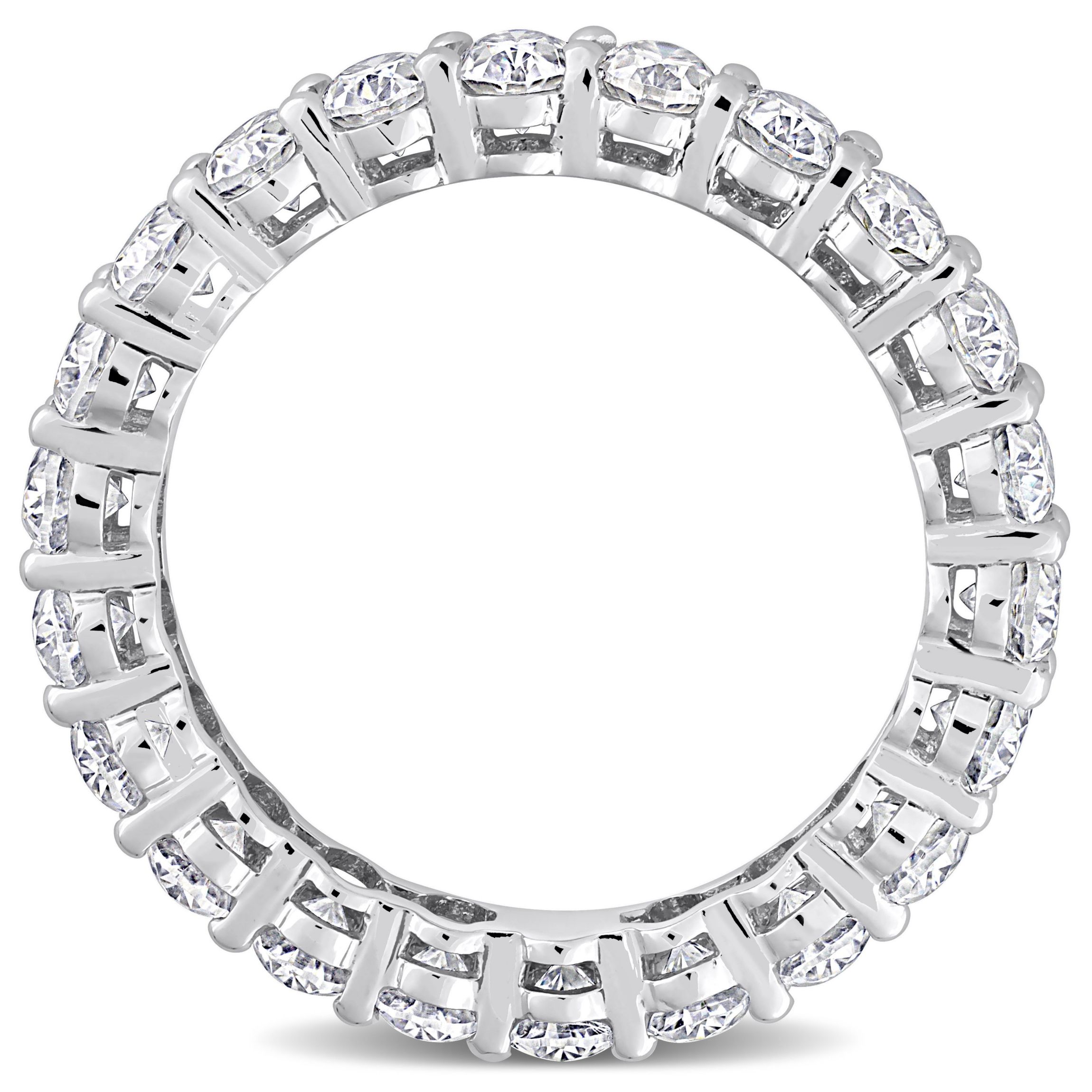 Lab Created Oval Cut Created Moissanite Eternity Ring in 14k White Gold