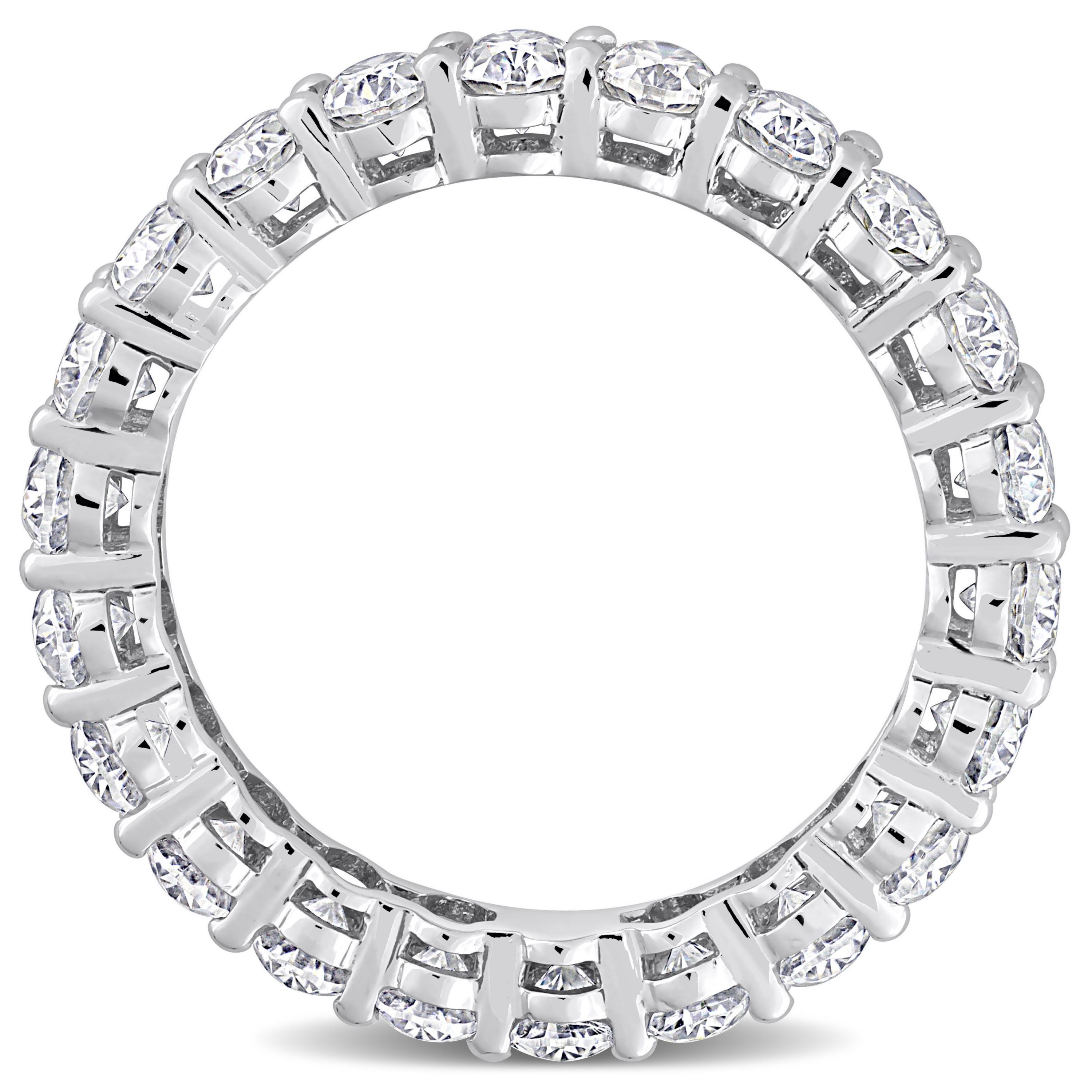 Lab Created Oval Cut Created Moissanite Eternity Ring in 14k White Gold