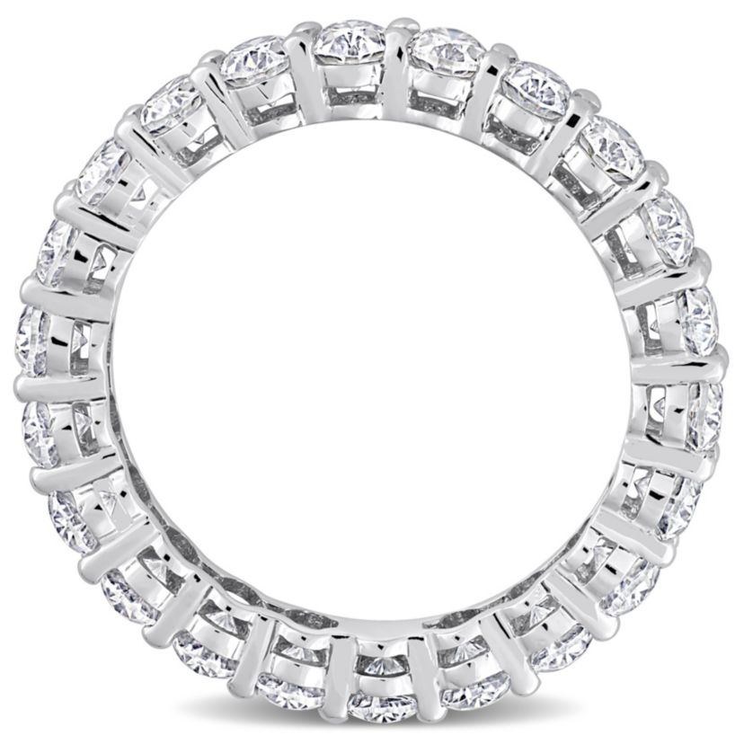 Lab Created Oval Cut Created Moissanite Eternity Ring in 14k White Gold
