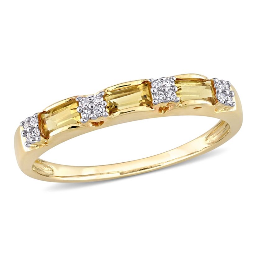 Citrine and Diamond Accent Eternity Ring in 10k Yellow Gold
