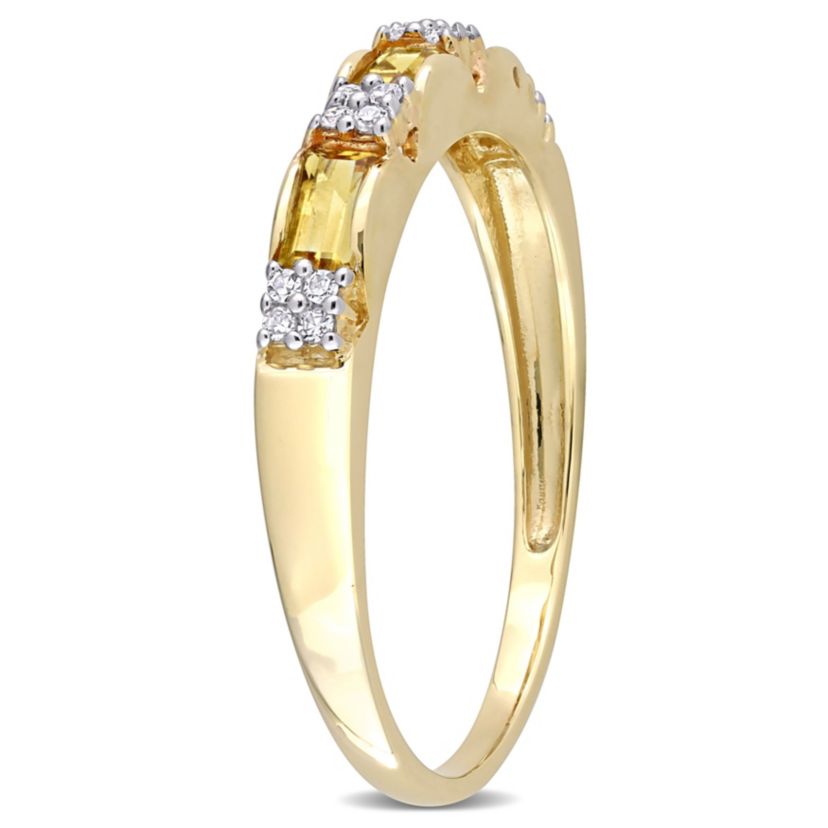 Citrine and Diamond Accent Eternity Ring in 10k Yellow Gold