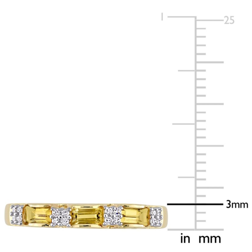 Citrine and Diamond Accent Eternity Ring in 10k Yellow Gold