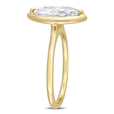 Lab Created Marquise-Shaped Moissanite Engagement Ring 10k Yellow Gold