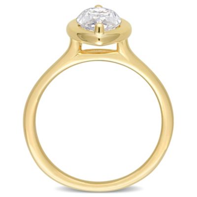 Lab Created Marquise-Shaped Moissanite Engagement Ring 10k Yellow Gold