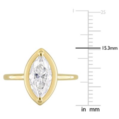 Lab Created Marquise-Shaped Moissanite Engagement Ring 10k Yellow Gold