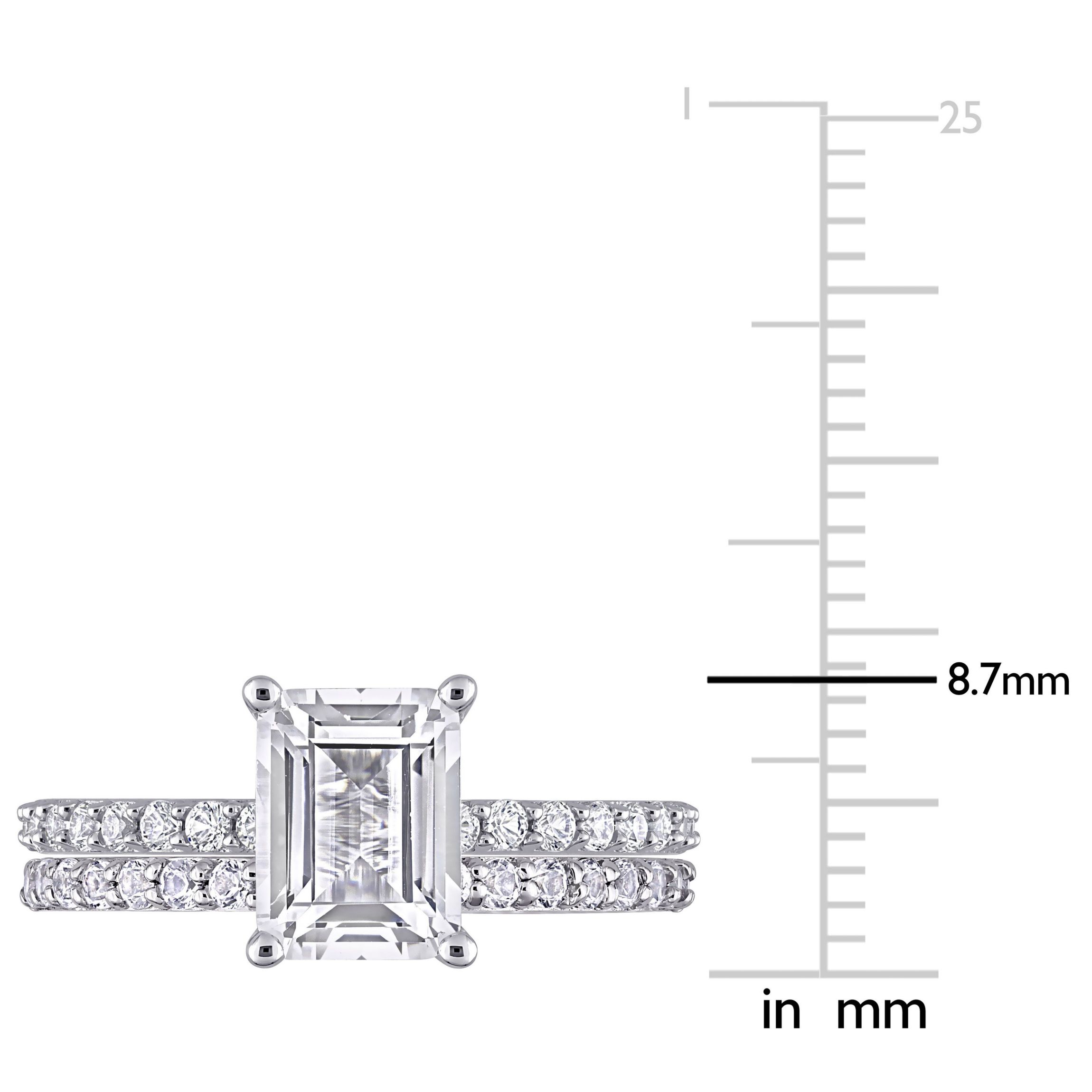 Lab Created Emerald Cut Created White Sapphire Engagement Ring and Matching Eternity Ring 2pc Set in 10K White Gold