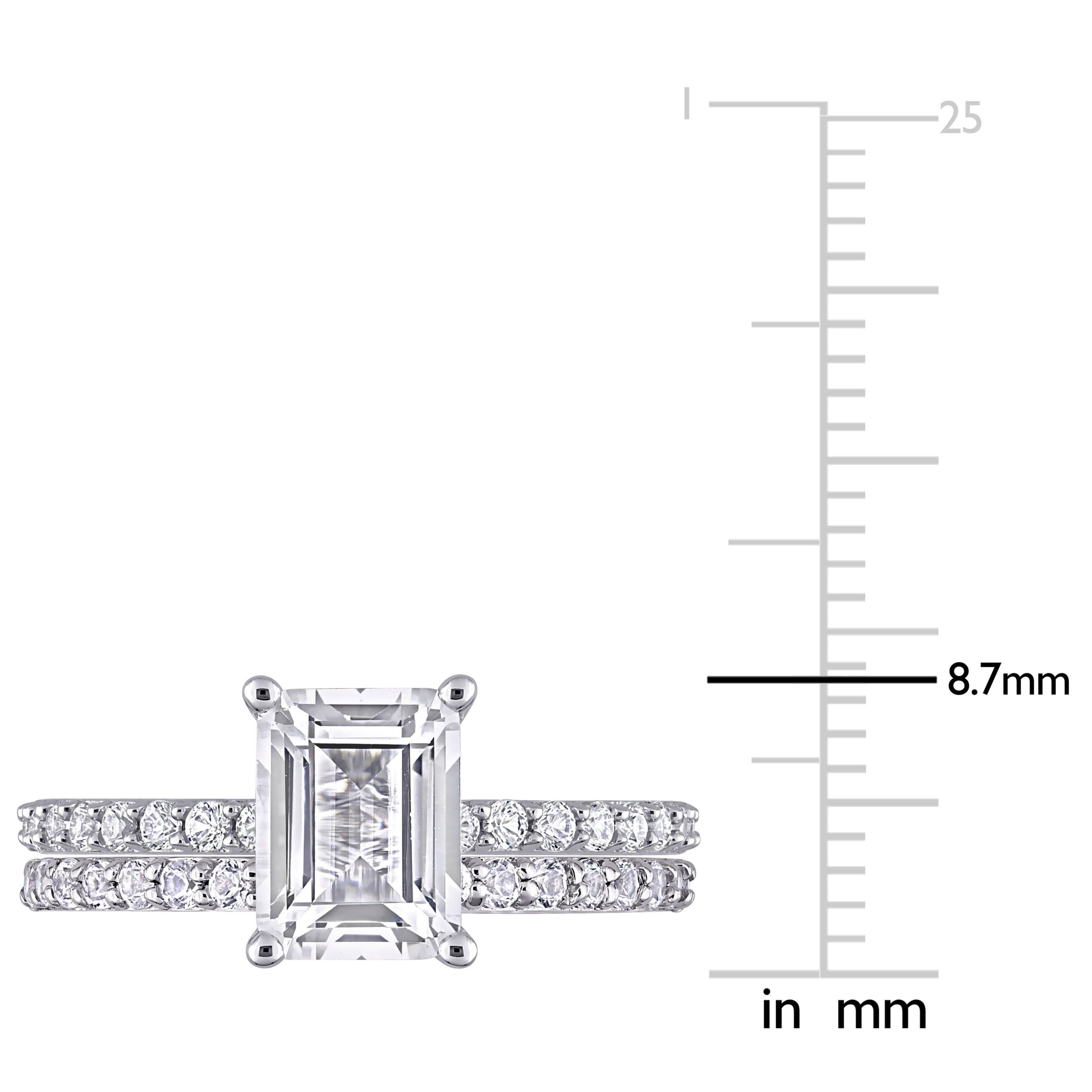 Lab Created Emerald Cut Created White Sapphire Engagement Ring and Matching Eternity Ring 2pc Set in 10K White Gold