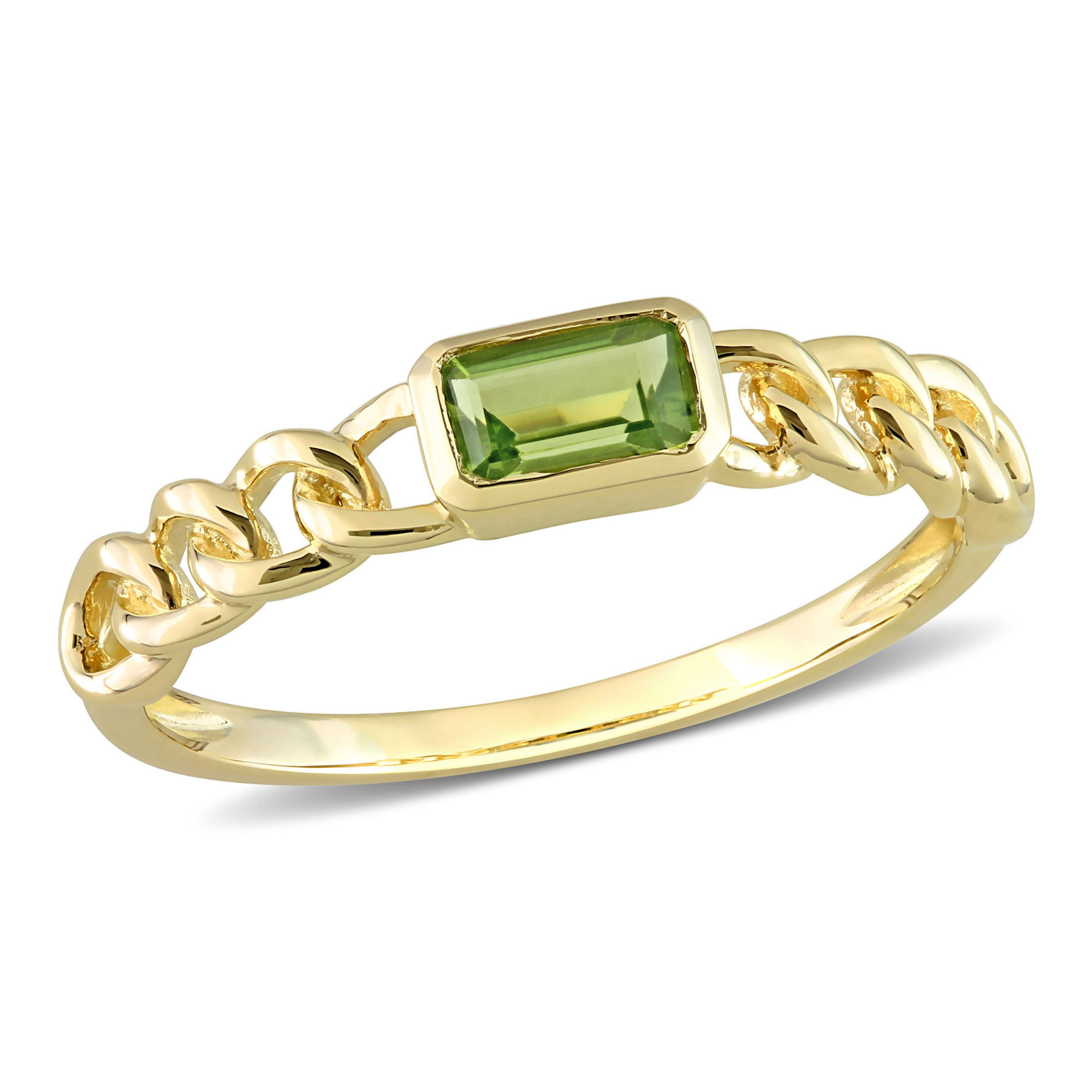 Octagon Peridot Link Ring in 10k Yellow Gold