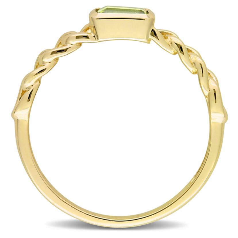 Octagon Peridot Link Ring in 10k Yellow Gold