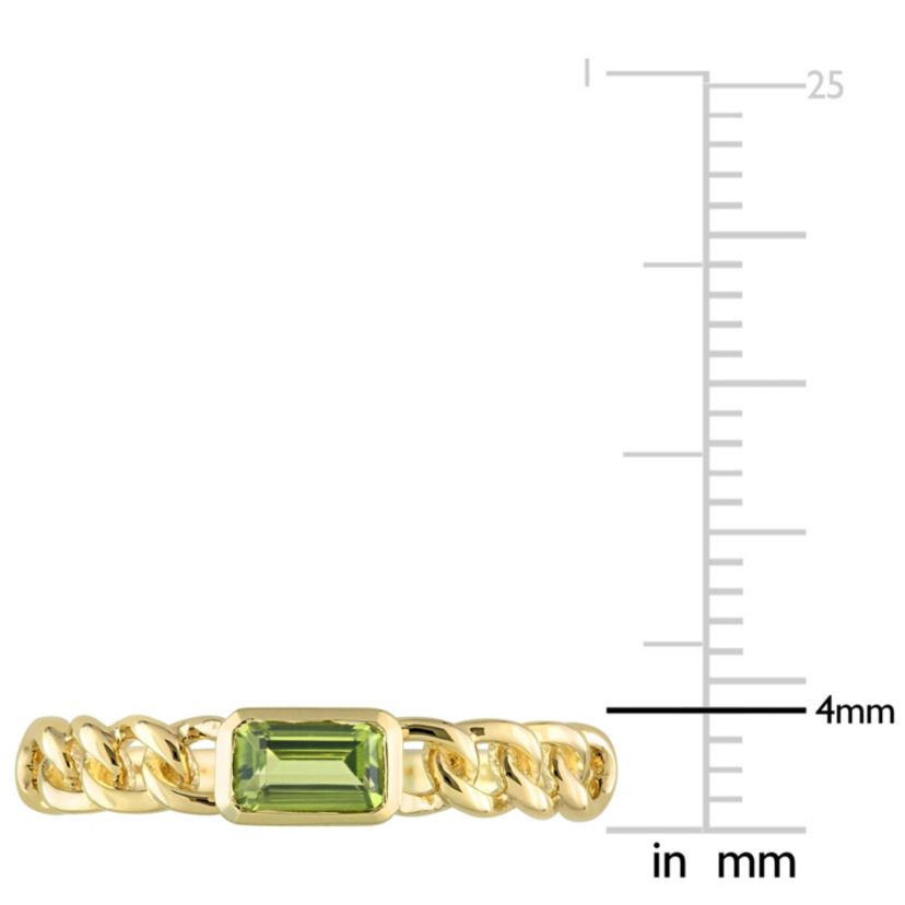 Octagon Peridot Link Ring in 10k Yellow Gold