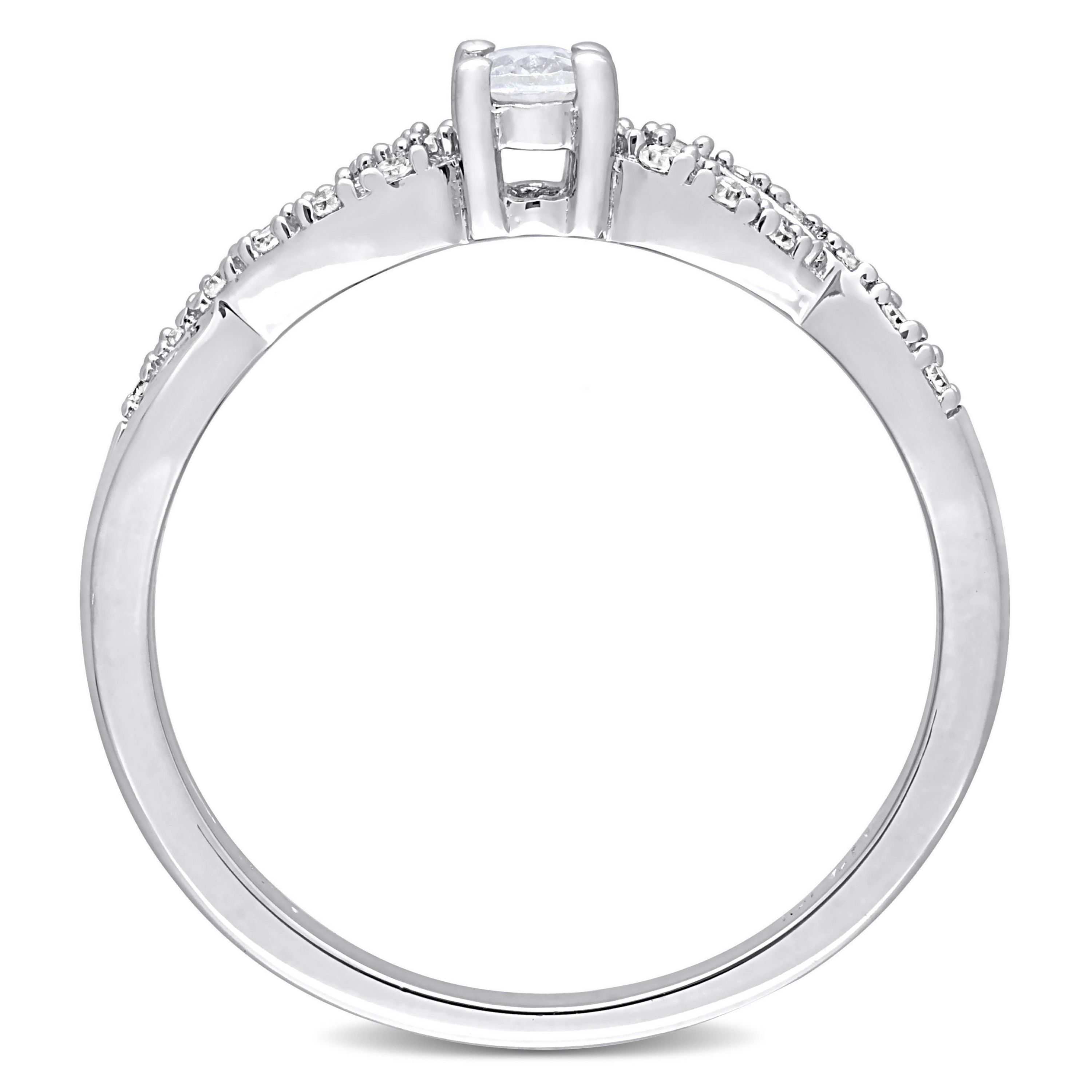 Lab Created Created White Sapphire and 1/10 CT TW Diamond Infinity Engagement Ring in Sterling Silver