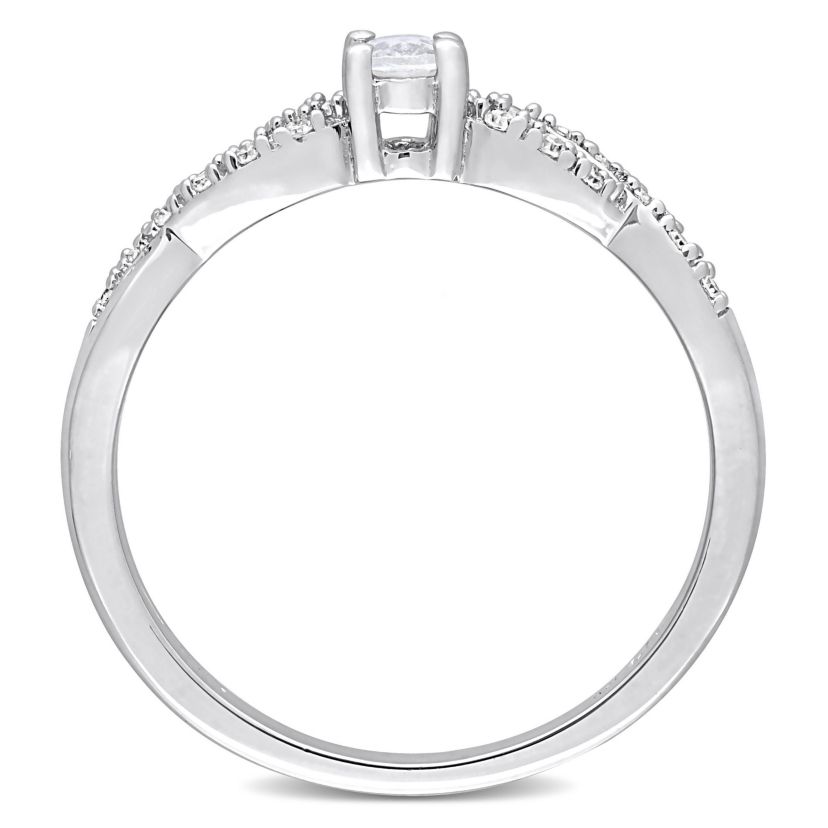 Lab Created Created White Sapphire and 1/10 CT TW Diamond Infinity Engagement Ring in Sterling Silver