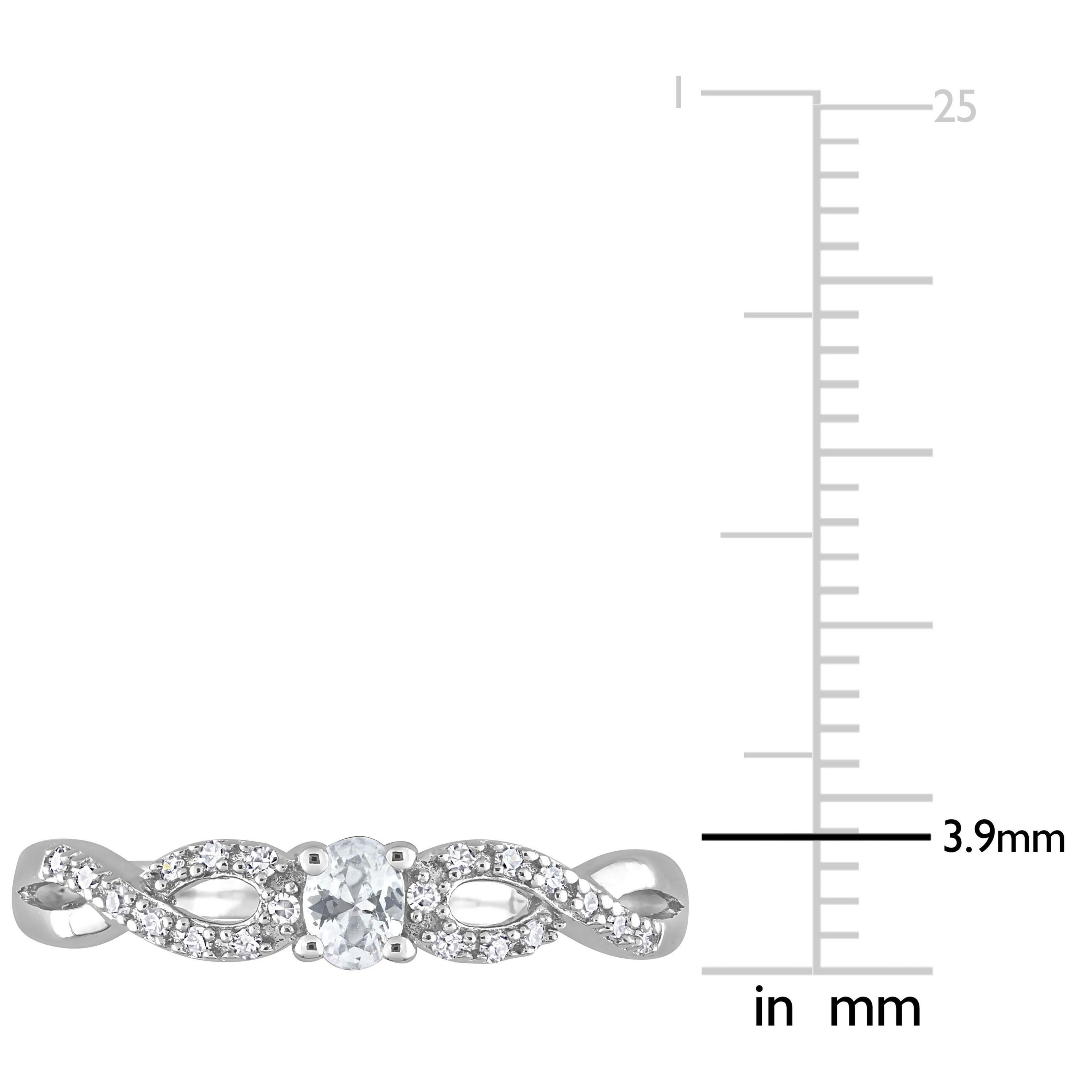 Lab Created Created White Sapphire and 1/10 CT TW Diamond Infinity Engagement Ring in Sterling Silver