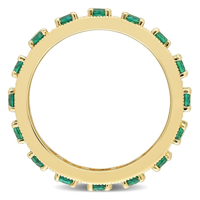 Lab Created Created Emerald Eternity Ring in Yellow Gold Plated Sterling Silver