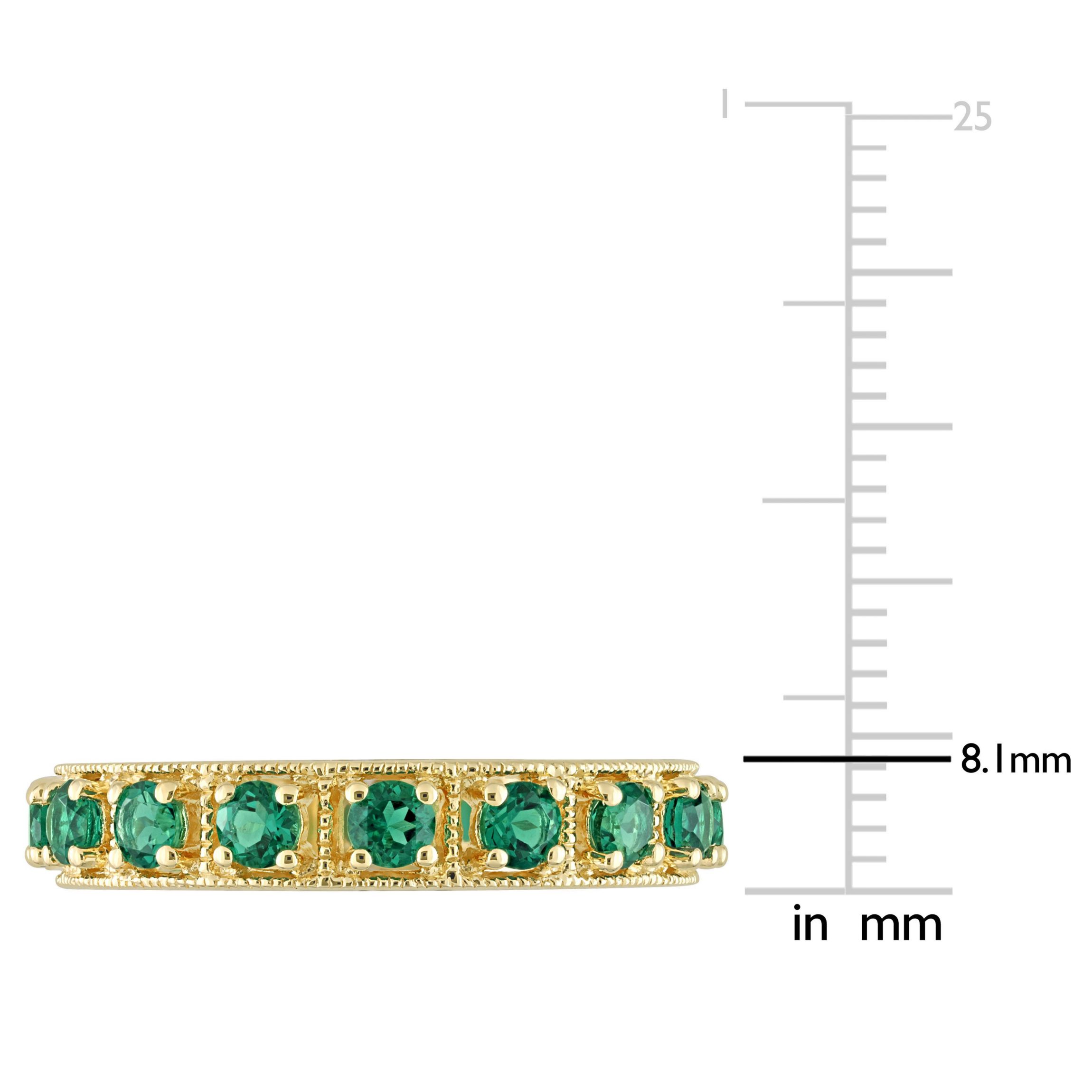 Lab Created Created Emerald Eternity Ring in Yellow Gold Plated Sterling Silver