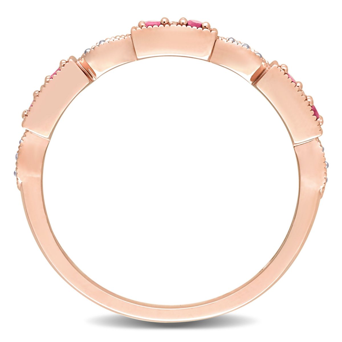 Ruby and Diamond Accent Semi-Eternity Ring in 10k Rose Gold