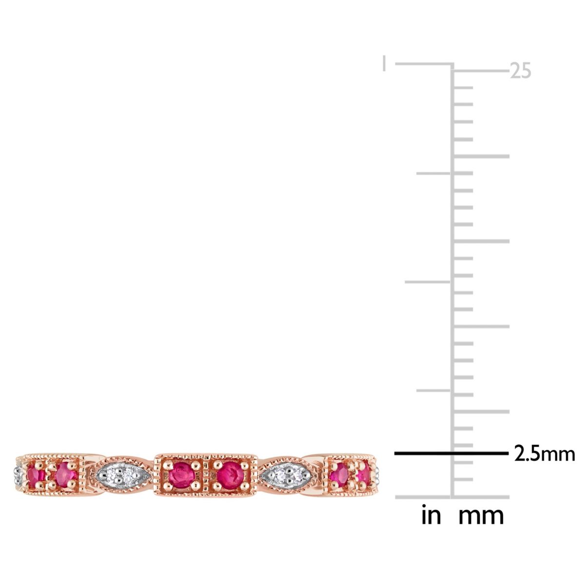 Ruby and Diamond Accent Semi-Eternity Ring in 10k Rose Gold