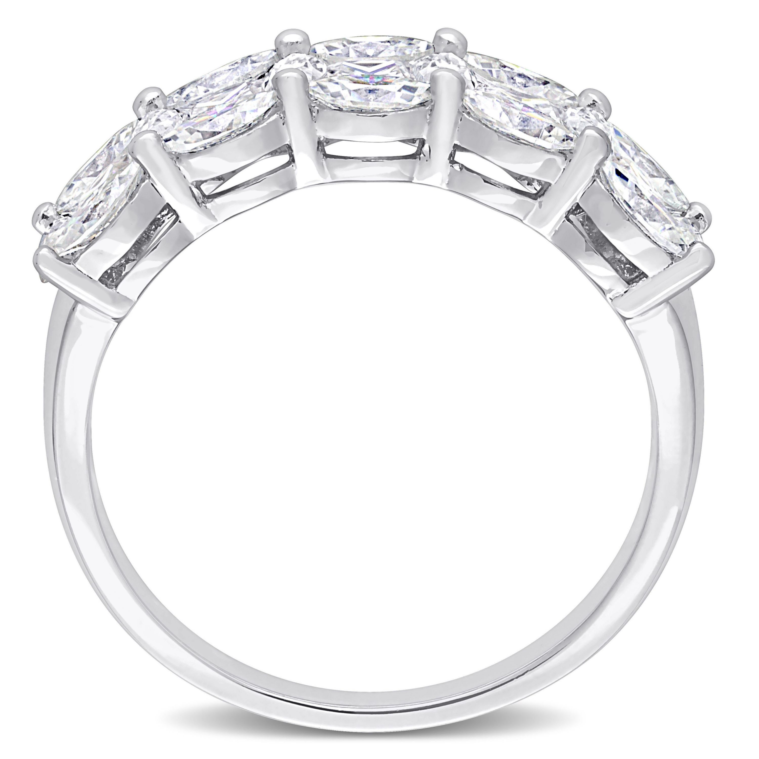 Lab Created Marquise and Princess Cut Created Moissanite Anniversary Ring in Sterling Silver