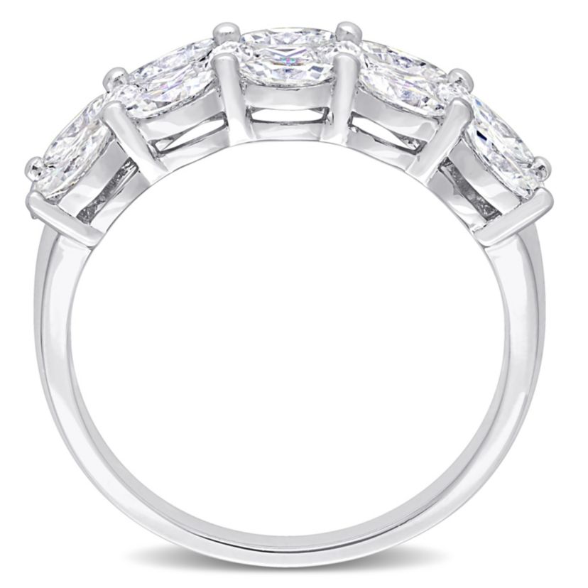 Lab Created Marquise and Princess Cut Created Moissanite Anniversary Ring in Sterling Silver