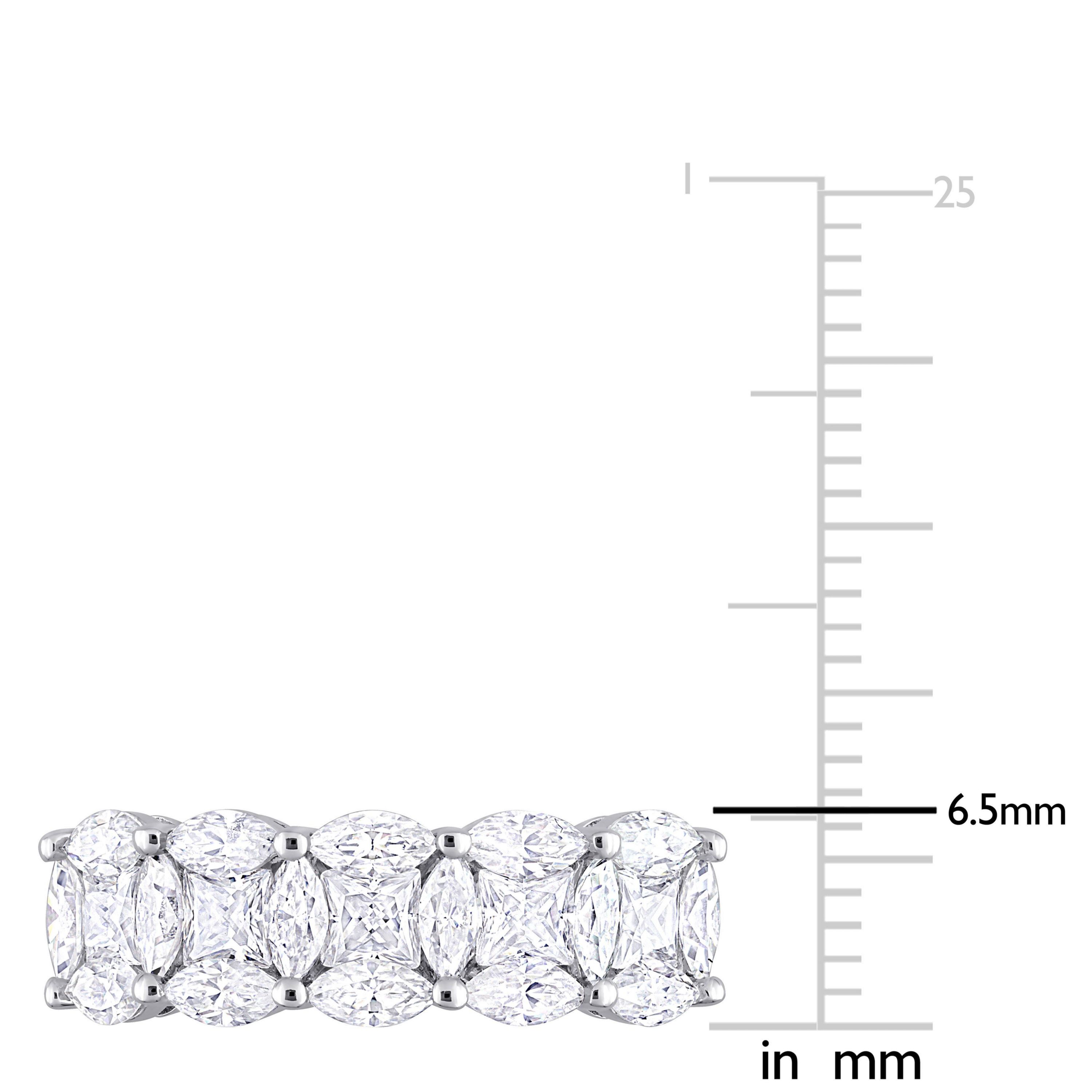 Lab Created Marquise and Princess Cut Created Moissanite Anniversary Ring in Sterling Silver