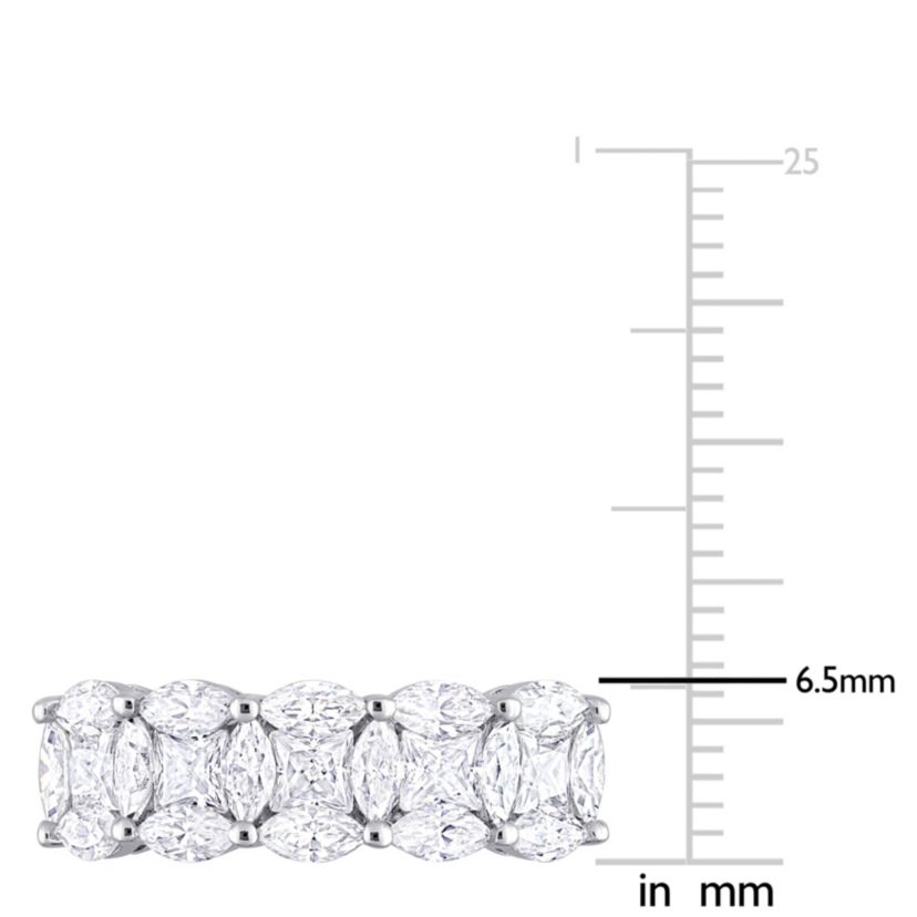 Lab Created Marquise and Princess Cut Created Moissanite Anniversary Ring in Sterling Silver