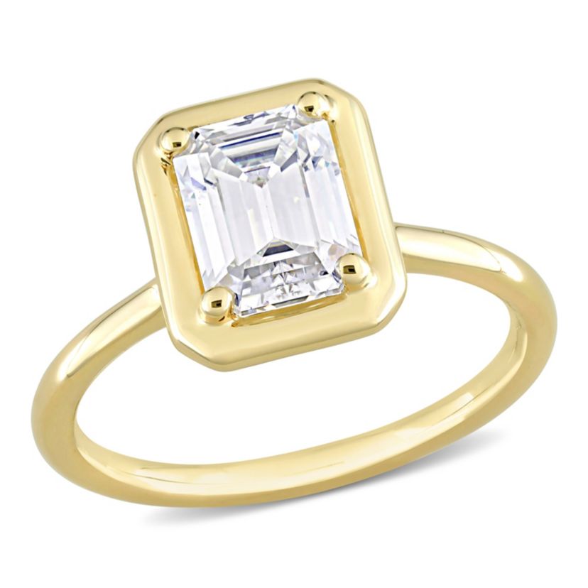 Lab Created Octagon Created Moissanite Engagement Ring in 10k Yellow Gold