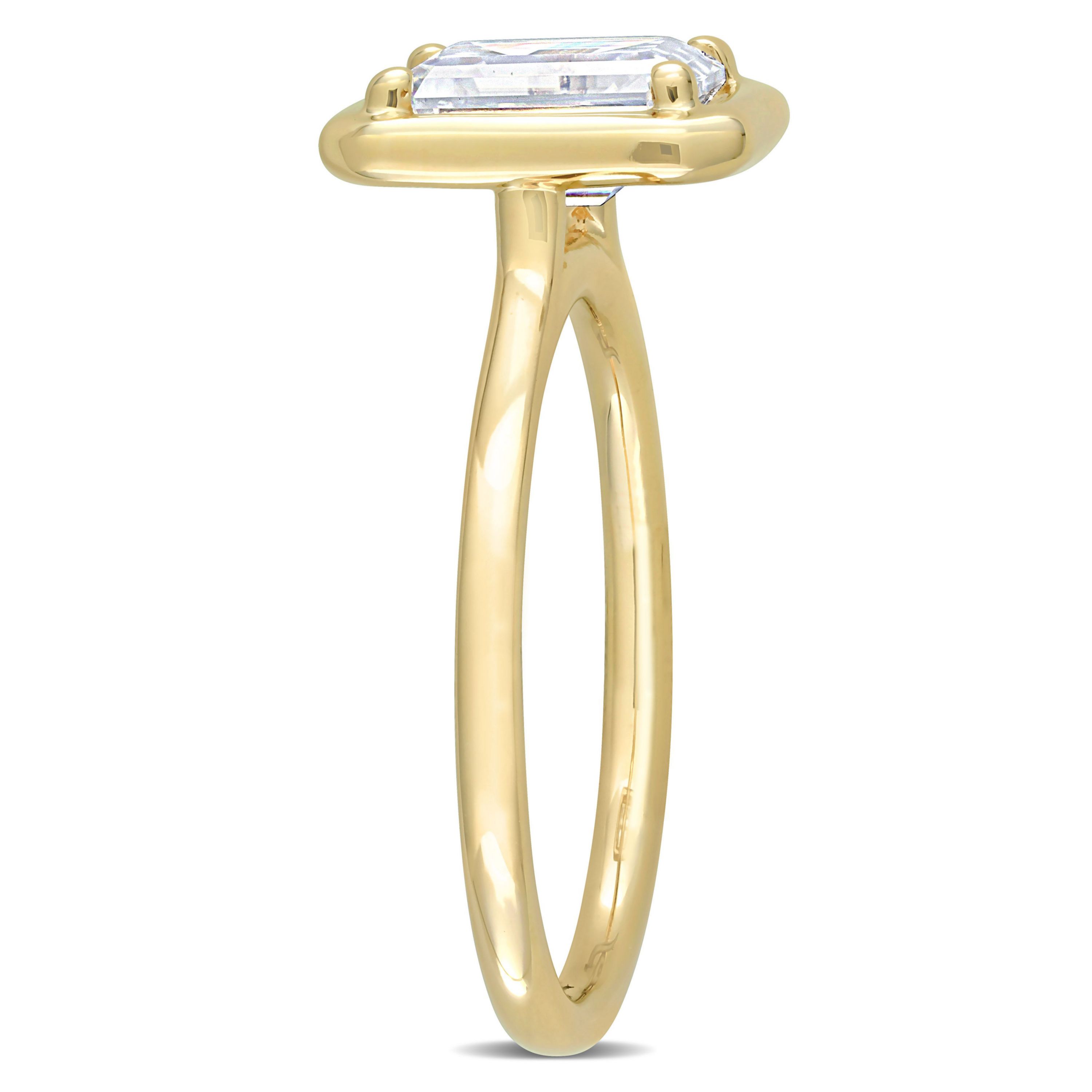 Lab Created Octagon Created Moissanite Engagement Ring in 10k Yellow Gold