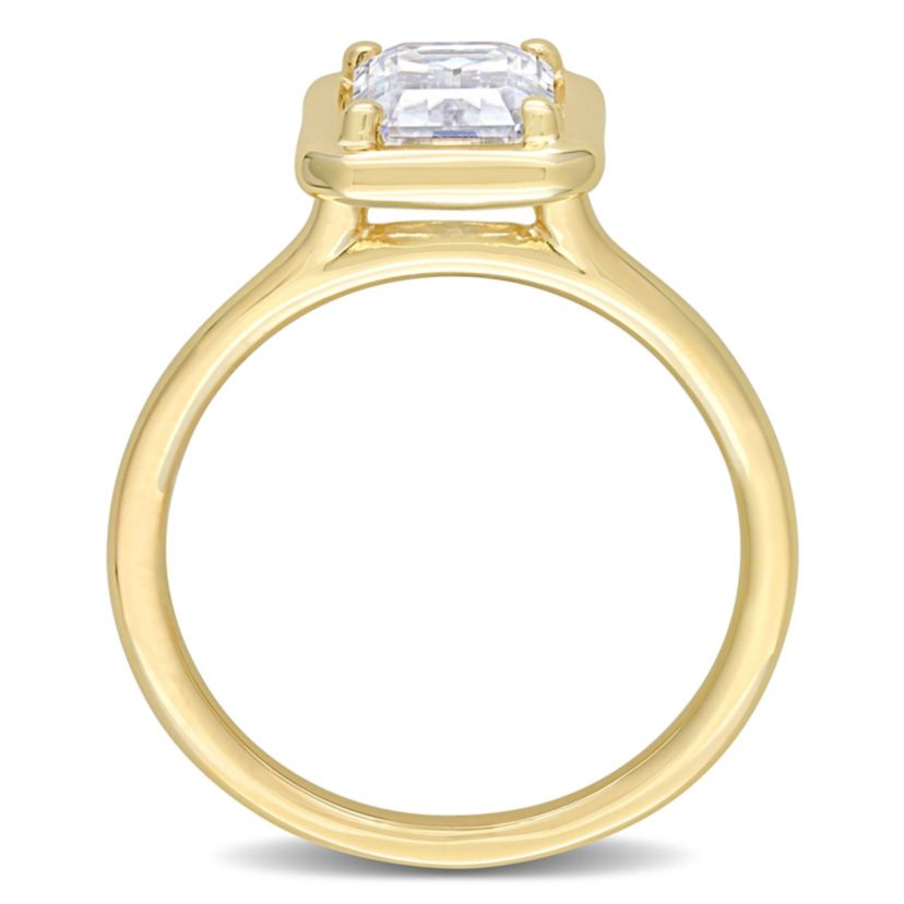 Lab Created Octagon Created Moissanite Engagement Ring in 10k Yellow Gold