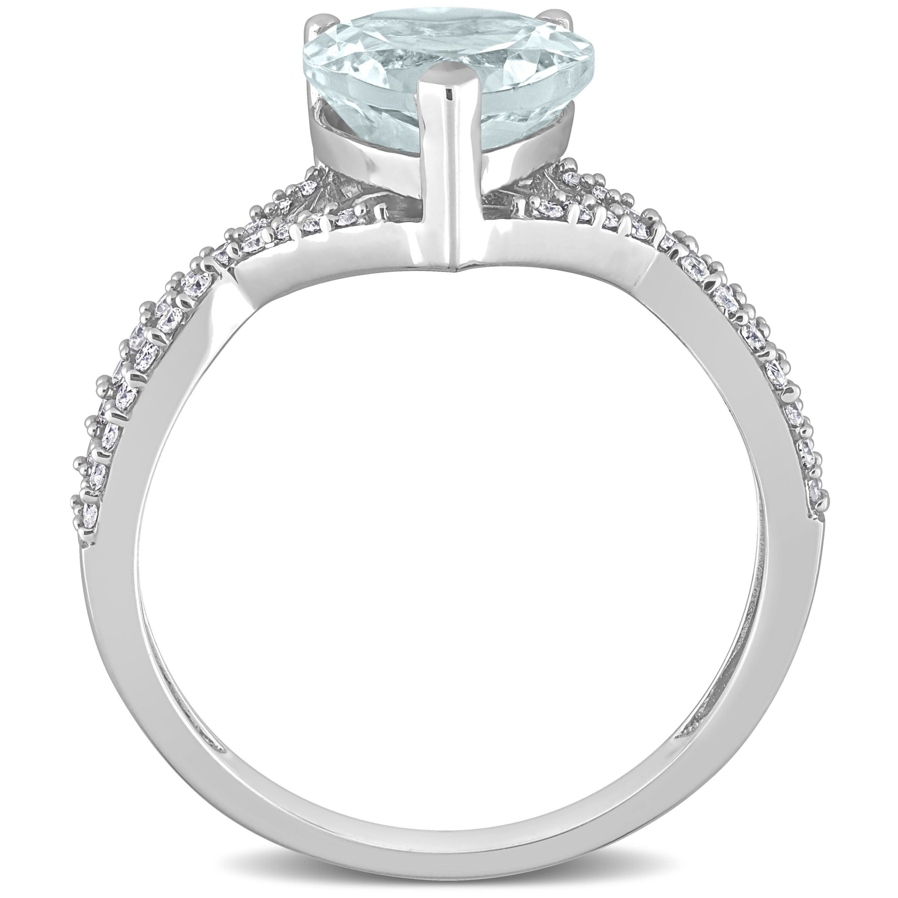 Heart Aquamarine 1/5 CT TW Diamond Infinity Ring in 14k White Gold