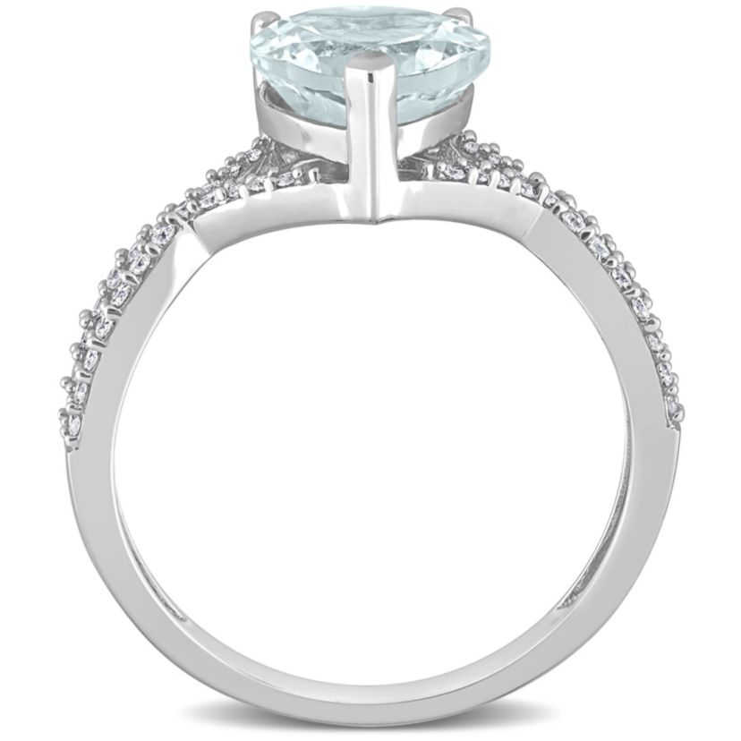 Heart Aquamarine 1/5 CT TW Diamond Infinity Ring in 14k White Gold