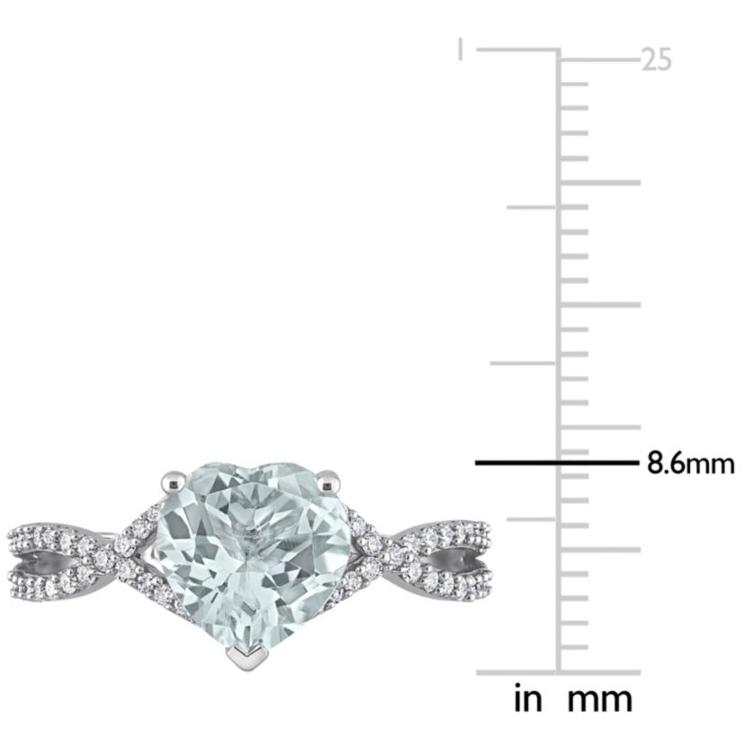 Heart Aquamarine 1/5 CT TW Diamond Infinity Ring in 14k White Gold