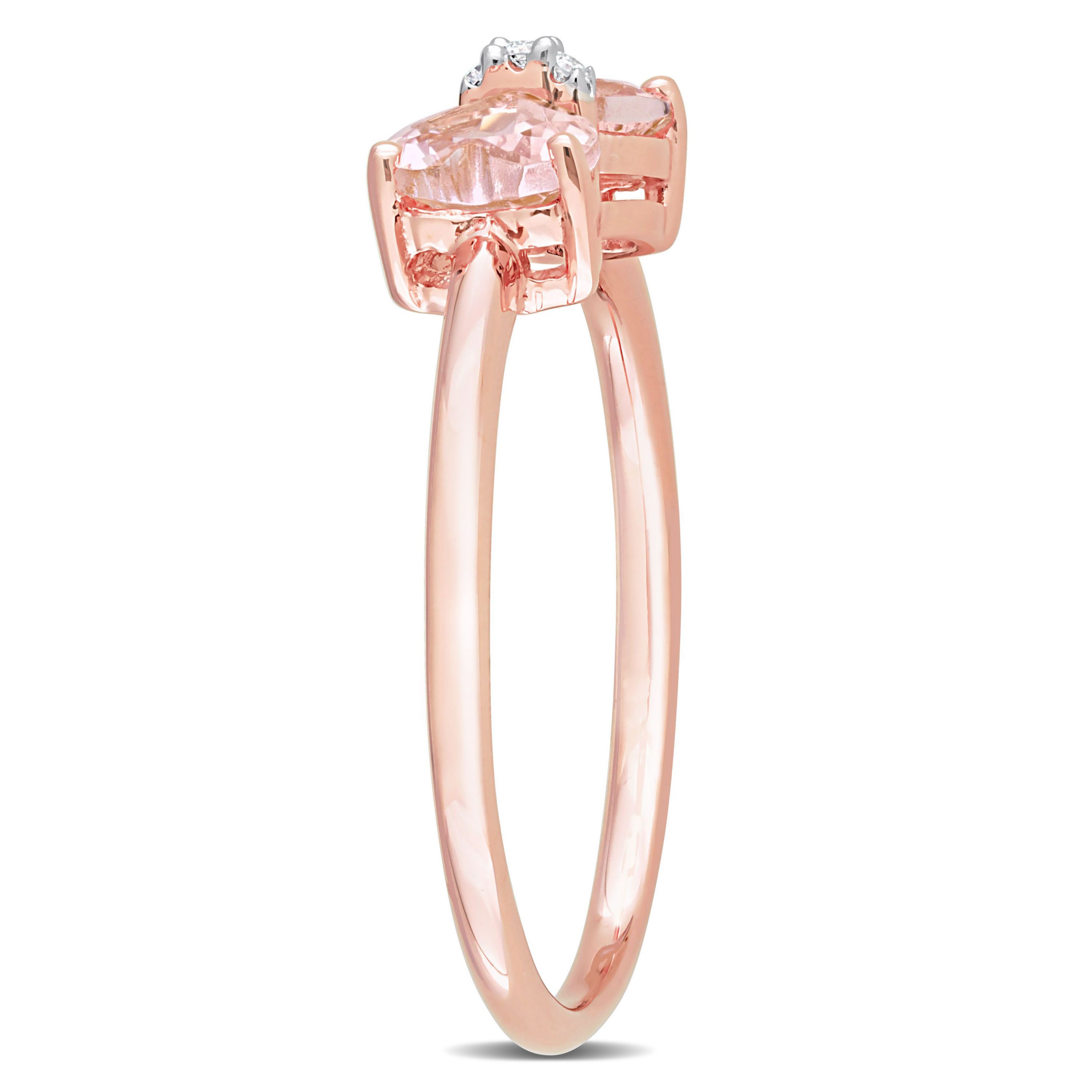 Morganite and Diamond Accent Bow Ring in 10k Rose Gold