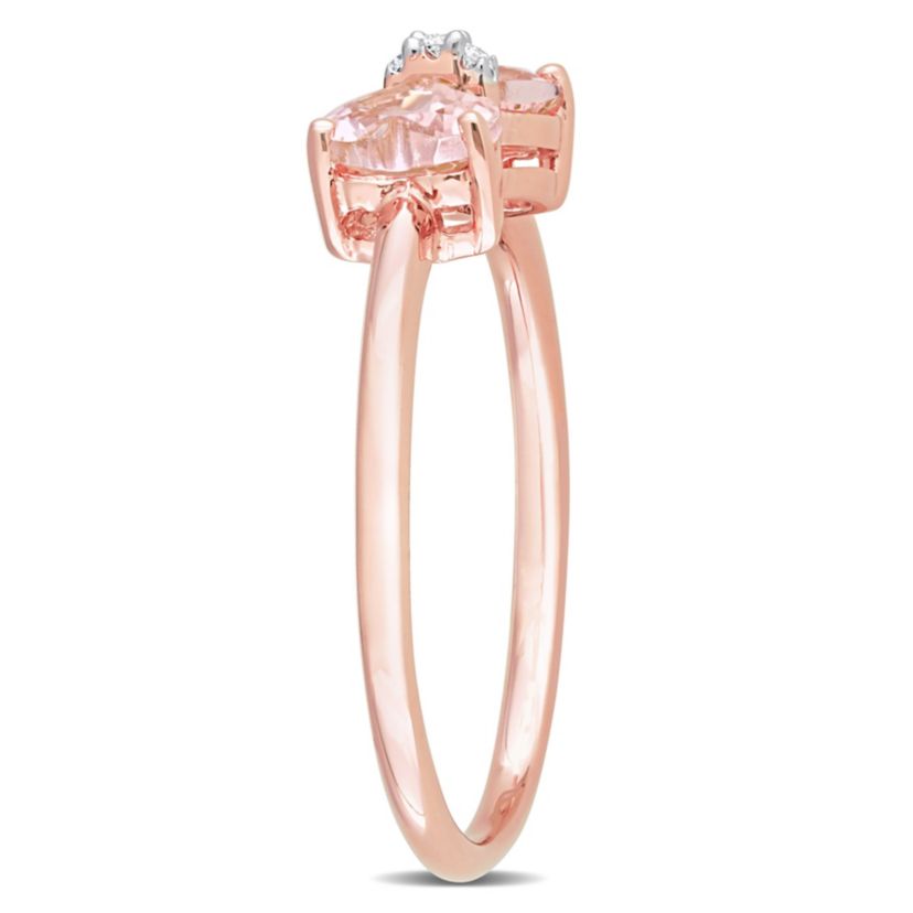 Morganite and Diamond Accent Bow Ring in 10k Rose Gold