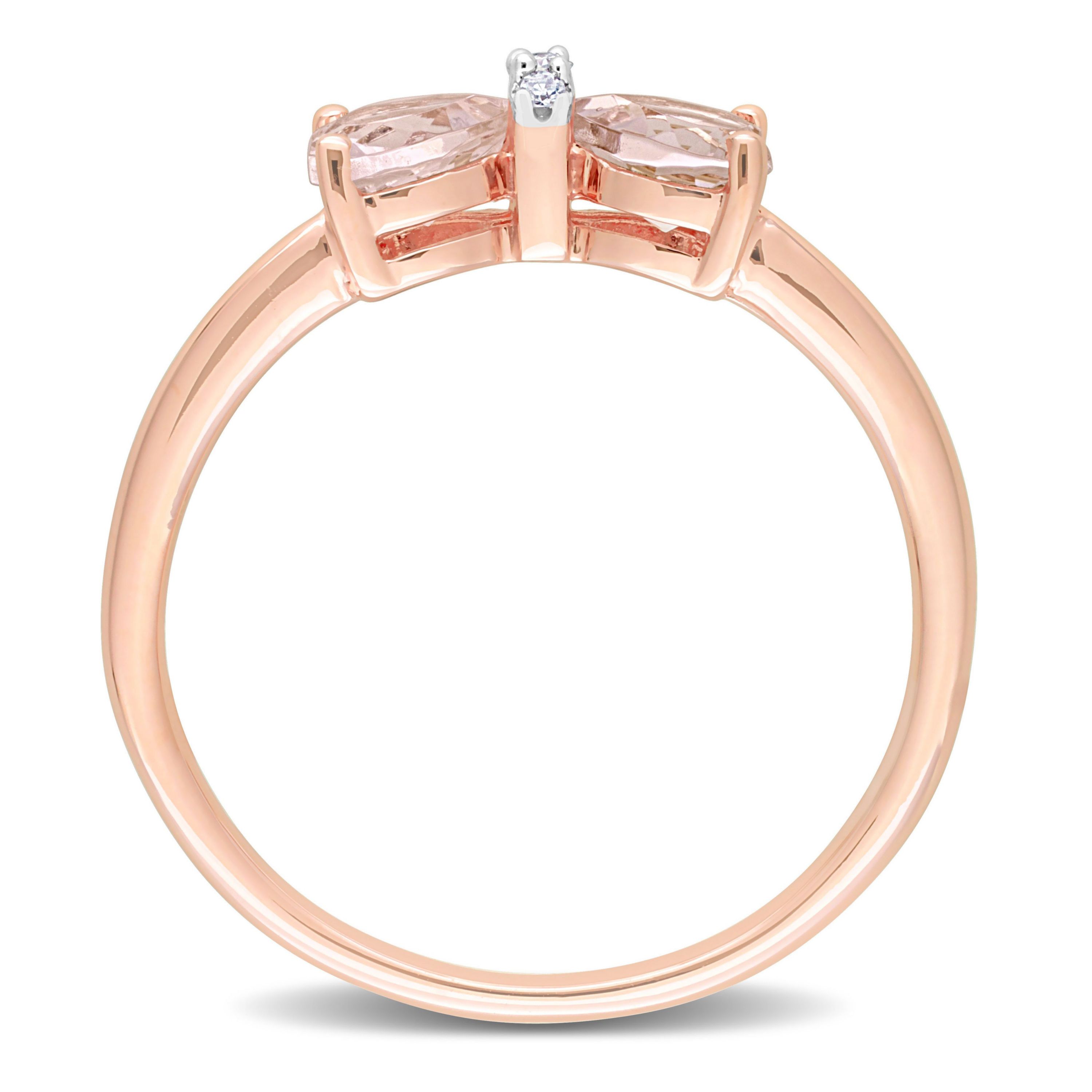 Morganite and Diamond Accent Bow Ring in 10k Rose Gold