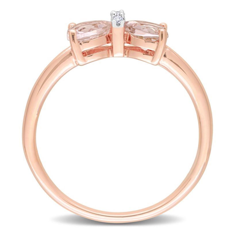 Morganite and Diamond Accent Bow Ring in 10k Rose Gold