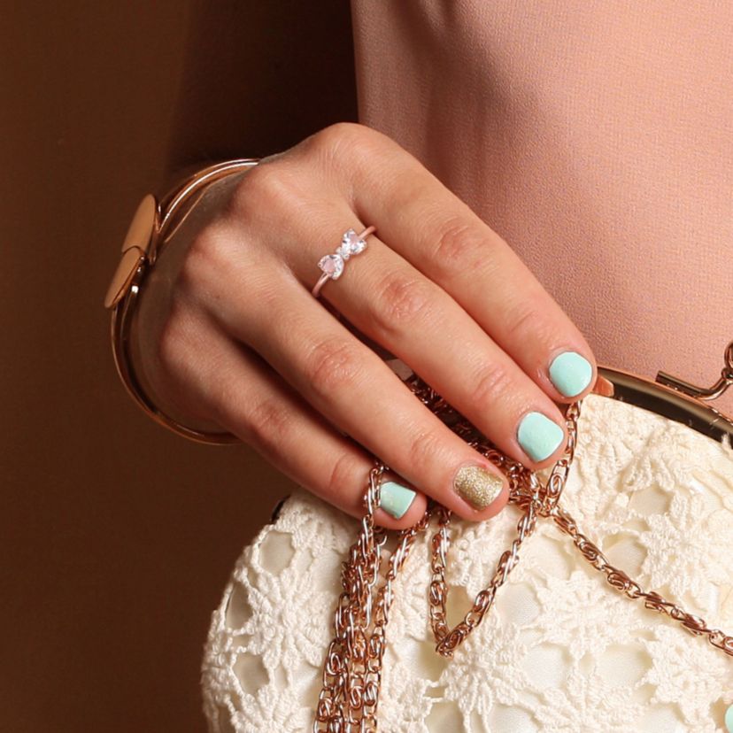 Morganite and Diamond Accent Bow Ring in 10k Rose Gold